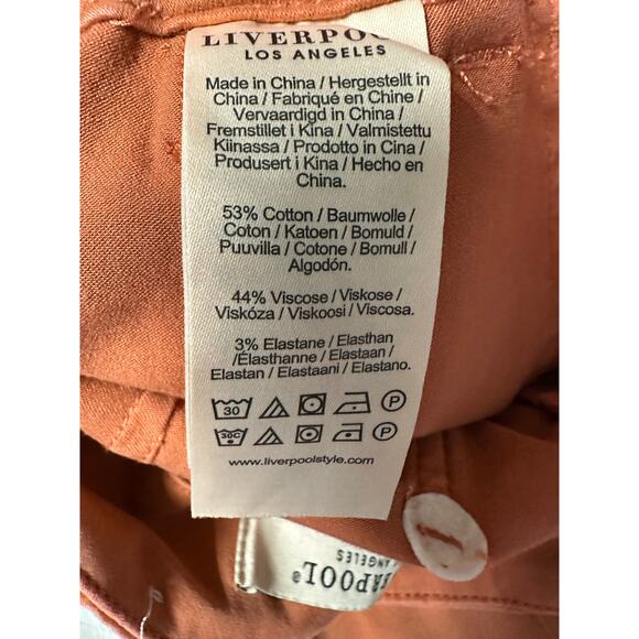 Liverpool Los Angeles Orange Barrel Cargo Pants Size 0/25 Terracotta Stretch - Picture 10 of 10